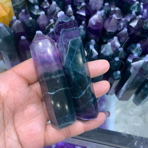 2.2LB natural rainbow fluorite quartz crystal obelisk point treatment rod