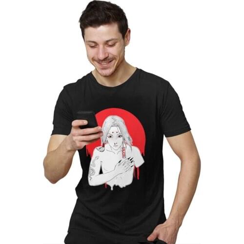 Anime Manga T Shirt for Men Pure Cotton Tee Tops Simwill Tshirt Short Sleeve Urban T-shirt Merch