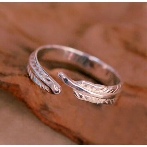 Fresh Leaf Sweet Cute 925 Sterling Silver Temperament Literary Personality Fashion Female Resizable Opening Rings SRI149