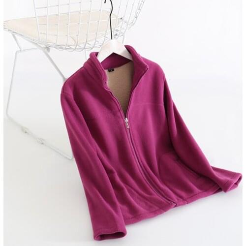 Spring Women Jacket Warm Plush Casual Loose Stand collar Coat Solid color Autumn Outwear Faux Fur Zipper Ladies Parka Coat