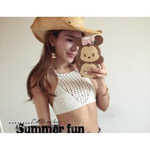 Summer Hand-Woven Women Swimwear Sexy Lady Beach Wear Handmade Crochet Halter Top