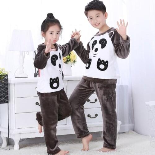 Hot Winter Children Fleece Pajamas Warm Flannel Sleepwear Girls Loungewear Coral Fleece Kids Pijamas Homewear Winter Pyjama Set
