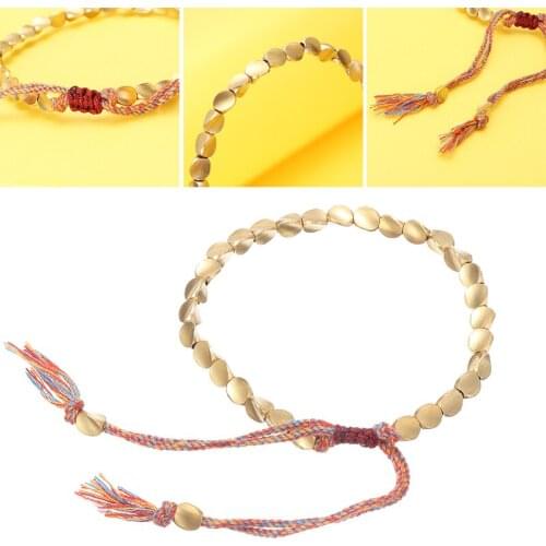 Copper Beads Handmade Bracelet Cotton Rope Hand Chain Tibetan Buddhist Braided Lucky Bracelet For Men Women Bracelet Gift