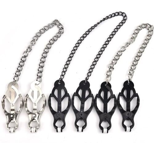 Metal Stimulator Breast Nipple Clamps With Chain Clips Female Men Nipple Rings Stainless Steel Exotic Accessories