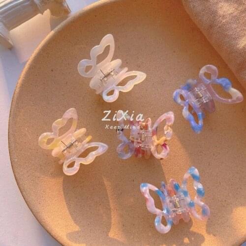 Sweet tune butterfly super fairy acetate catch clip girl bangs clip cute sweet top clip hollow net red half tie hair catch girl