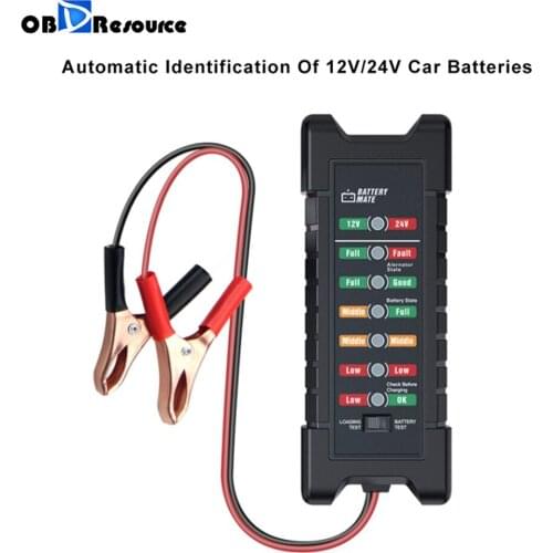 BM410 Mini Truck Battery Tester 12V 24V Digital Detecor 7 LED Display Automotive Loading Test Car Motorcycle Diagnostic Tool