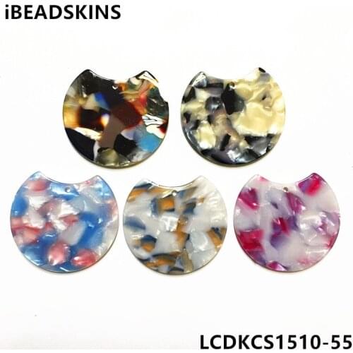 New arrival! 37x30mm 50pcs/lot acetic acid imitate marble texture round-shape charm for earring/Jewelry DIY(As shown)