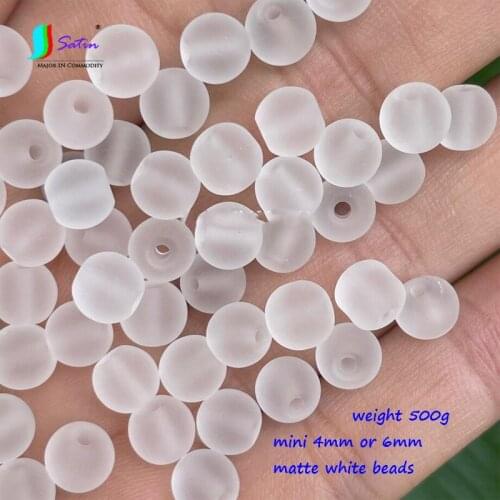 Wholesale Weight 500g Necklace Bracelet Decorate Clothes Handmade Jewelry Mini Size 4mm 6mm Round Matte White glass Loose Beads