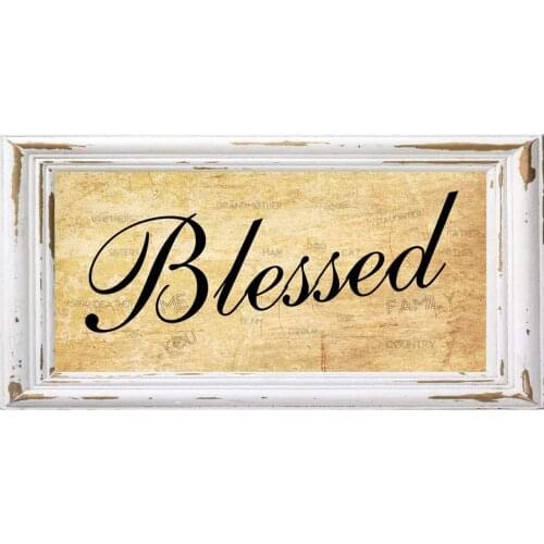 Original Design Tin Wood Looking Frame Tin Metal Signs Wall Art, Blessed Thick Tinplate Print Poster Wall Decoration