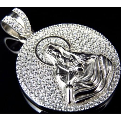 Mother mary necklace for men women 24" chain hip hop bling iced out cz Rock Hiphop jewelry promotion