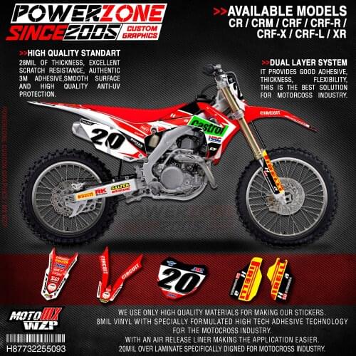 PowerZone Custom Team Graphics Backgrounds Decals 3M Stickers Kit For HONDA CRF250R 2014-2017 CRF450R 2013-2016 093