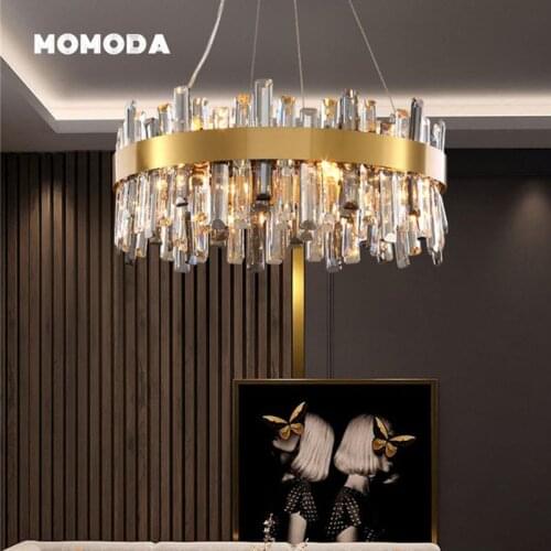 Luxury LED Crystal Chandeliers Lighting Fixture Postmodern Stainless Steel Gold Lights Lustre Bedroom Living Room Lights Decor