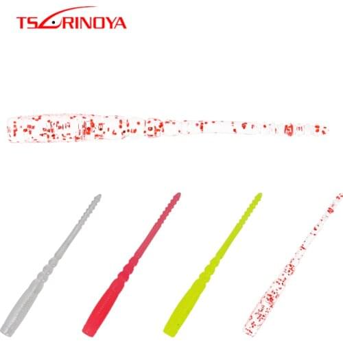 TSURINOYA AJING Soft Fishing Lure ZS 40pcs/lot Needle Tail Worm Bait Reflective Luminous Artificial Swimbait Wobblers 0.2g 45mm