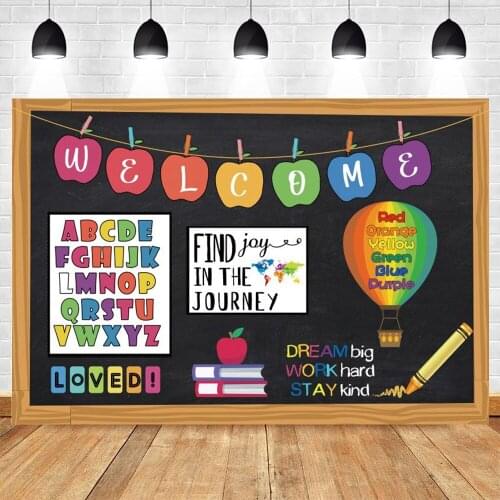Welcome Children Baby Back To School Backdrop Wood Blackboard Pencil Vinyl Photography Background For Photo Studio Photocall