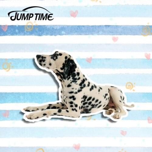 Jump Time 13cm x 7.9cm Pet 3D Car Stickers Dalmatian Dog Car Truck Decal Sticker Car Window Bumper Motor Car Decals Accessories