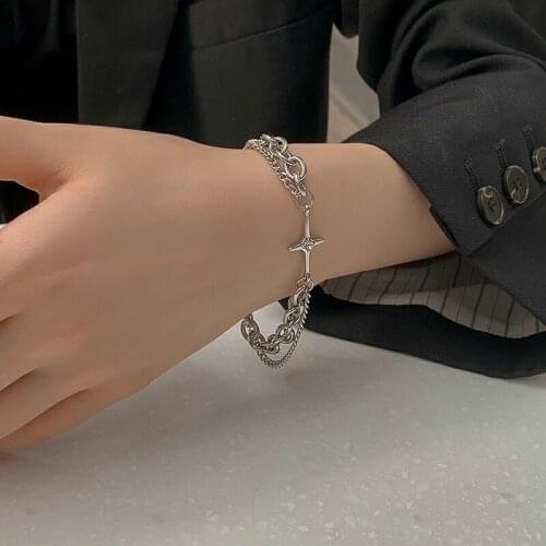 Cross Bracelet Woman Layered Bracelets Lady Tassel Bangles Jewellery Couples Fashion Vintage Silver Color Stainless Pulseras