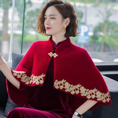 ZJZLL Best Price Oversize Solid Color Mink Mujer Sweater Shawl With Lace Jacquard Cloak Capes Winter Cashmere Fur Poncho Wedding