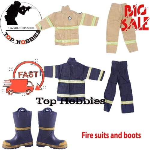 1/6 Scale Action Figure Accessory Man Body Fire Suits And Boots Anti-slip Safety Firemen Uniform For 12Inch Body Figure