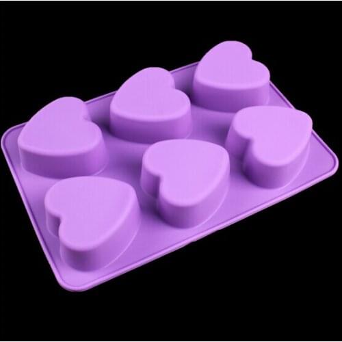 1PC Random Colors DIY Handmade Soap Mould 6 Lattices Love Heart Shape Silicone Cake Mold Egg Tart Molds JK 0890
