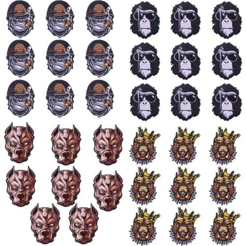 10Pcs/Set Punk DIY Embroidery Patches Iron On Patches On Clothes Applique Embroidered Patches For Clothing Orangutan/ Dog Patch