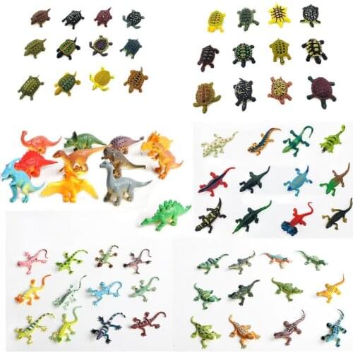 12pcs Plastic Dinosaur Playset,STEM Educational Realistic Dinosaur,Lizard, Tortoise,crocodile Figures for Boys Toddlers