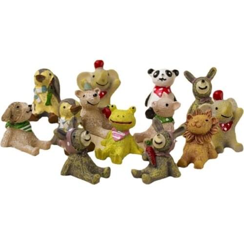 2pcs Fairy-Garden-Supplies Puppy Squirrel Decoration Miniatures Animal Model Figurine Gift Mini Bear Frog Rabbit Elephant