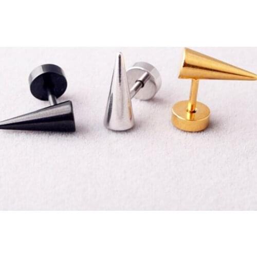 2 pieces Punk Stainless Steel Stud Earring Girl Boy Spike stud earrings Rose Flower Earring Body Piercing Jewelry Black