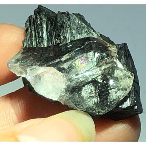 29gNatural wolframite and crystal mineral specimen aura meditation healing teaching stone home decoration collectionn