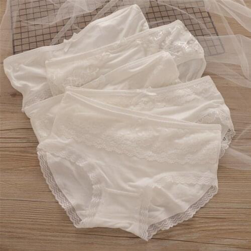 3-pack modal seamless cotton womens mid waist pure white womens triangle underpants highly-elastic