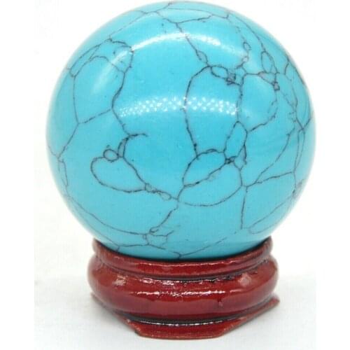 40mm Green Howlite Turquoise Crystal Healing Reiki Gemstone Shpere Massage Ball Decoration With Stand