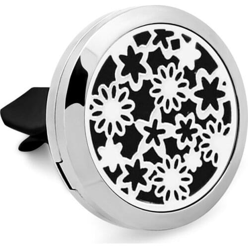 5PCS 3Style Flowers Car Perfume Locket Pendant 316L Stainless Steel Essential Oil Diffuser Car Perfume Locket With Free Pad