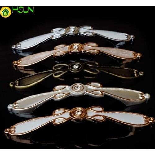 96mm 128mm Modern Fashion Deluxe Silver Gold Rhinestone Wardrobe Dresser Door Handle Glass Crystal Kitchen Cabinet Drawer Pull