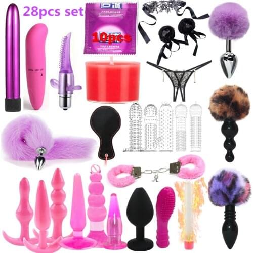 28pcs set Anal plug Vibrator Sex Toys foradults Butt Plugs Dildo Vibrator for men Anal Masturbation climax smooth&soft anal toys