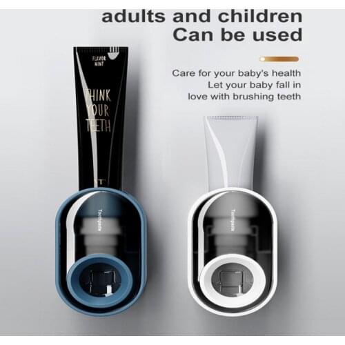 1pc Automatic Toothpaste Dispenser Dust-proof Toothbrush Holder Wheat Straw Wall Mounted Toothpaste Squeezer For Bathroom 2021