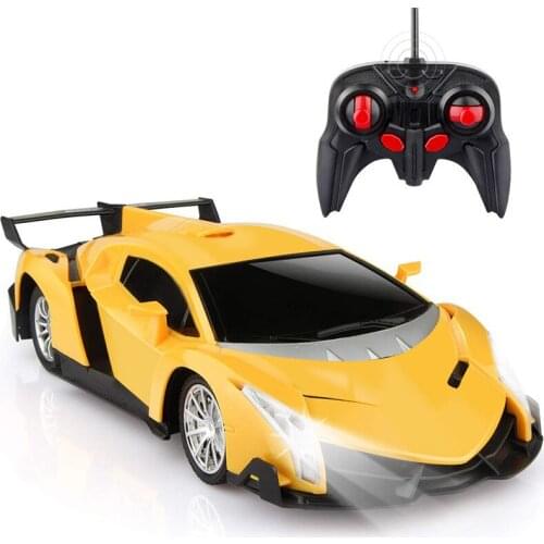 Remote Control Car RC Car Xmas Gifts for Kids 1/24 Electric Sport Racing Hobby Toy Car Yellow Model Vehicle for Boys Girls