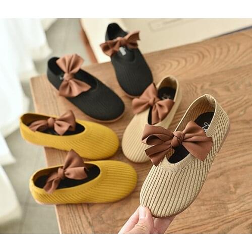 Kids Shoes 2019 Autumn Girls Bow Tie Fashion Party Flats Baby Princess Children Shoes Toddler