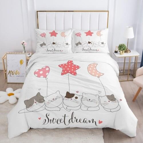 Children Bedding set for Kids Baby Child Girls boy140x200 Single Quilt/Comfortable/Duvet Cover Set Bed Linens Cute cats