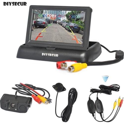 DIYSECUR Wireless 4.3inch Car Reversing Camera Kit Back Up Car Monitor Video Parking Radar Sensor Car Camera Parking System