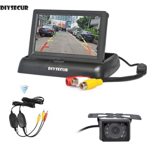 DIYSECUR Wireless 4.3inch Car Reversing Camera Kit Back Up Car Monitor LCD Display HD Car Rear View Camera