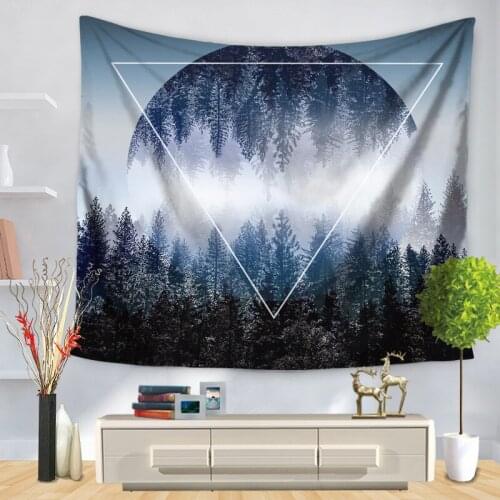 Home Decorative Wall Hanging Carpet Tapestry Rectangle Bedspread Forest Triangle Letter Pattern GT1188