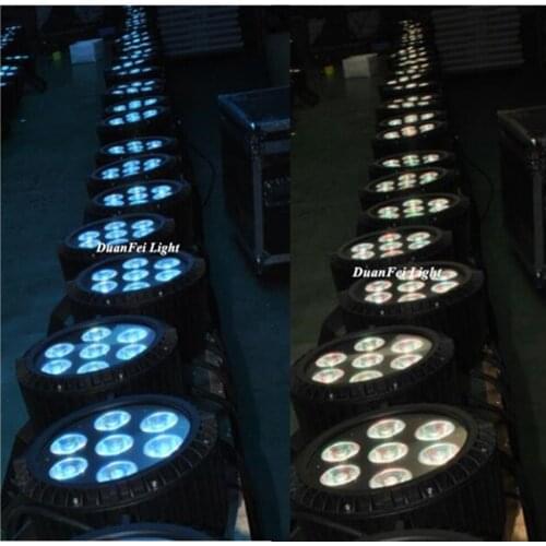 DunFly 12pcs/lot Outdoor dmx par led 7x10w Waterproof led flat par rgbw par 64 led stage lighting