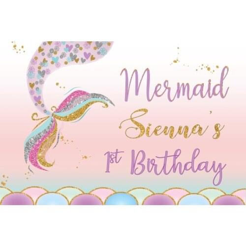 Custom Mermaid 1st Birthday Scale Under The Sea photo backdrop High quality Computer print party background