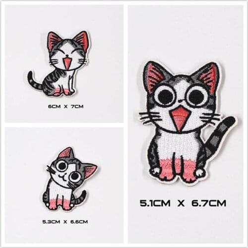 Cute Cat Cartoon Patches Cap Shoe Iron On Embroidered Appliques DIY Apparel Accessories Patch For Clothing Fabric Badges BU158