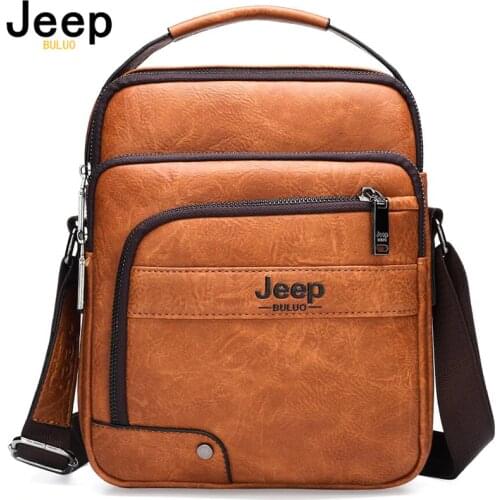 JEEP BULUO Brand High Quality Business Crossbody Tote Bags Man Leather Bags Male Cow Split Leather Handbag Messenger For Men