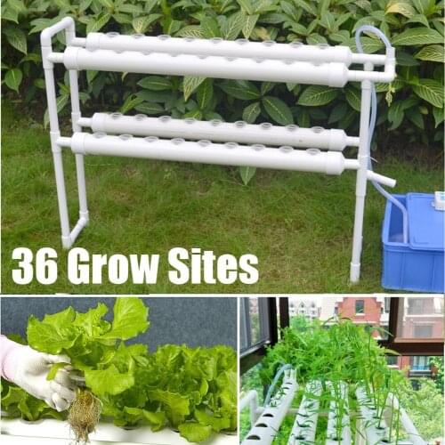 Hydroponic Grow Kit 36 Sites 4 Pipes 2-Layer Garden Plant Vegetable Tools Gardening Box Nursery Pots Hydroponic Rack Holder 220V