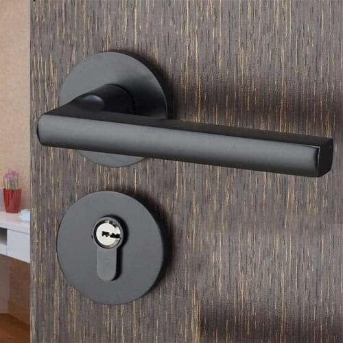Aluminum door handle set, door lock with keys, fit for bedroom, bathroom, fire doors, Erasure noise function