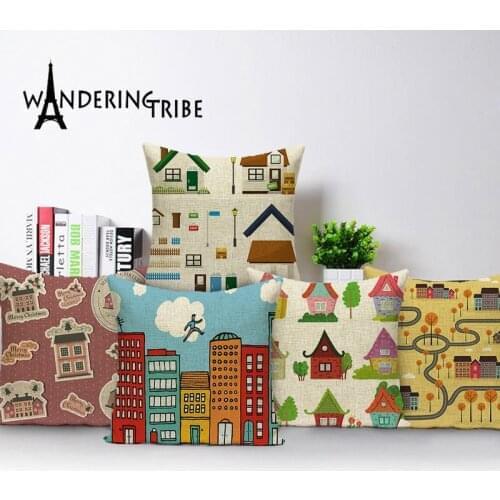 Nordic Home Decor Cushion Covers Sofa Decorative Cushions 45*45 Cartoon Housewares Throw Pillow Covers Custom Flax Pillows