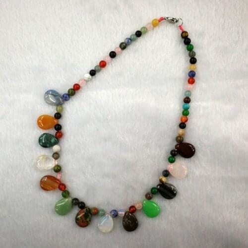 Wholesale 12pcs/lot Natural Stone Quartz Crystal Waterdrop Healing Round Beads String Teardrop Pendant Necklace Free Shipping