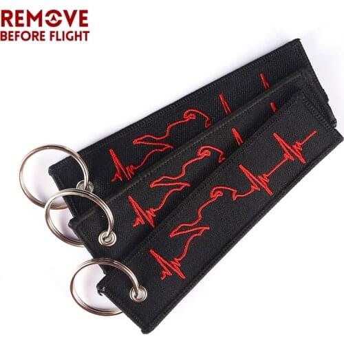 Wholesales Fashion Biker Heartbeat Keychain for Motorcycles and Cars Embroidery Key Fobs Fashionable Chain Keychain 3 PCS/LOT
