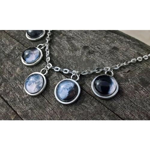 New Fashion 5 Full Moon Pendant Necklace Moon Personal Diy Planets Solar System Charm Necklace for Women Jewelry 2021